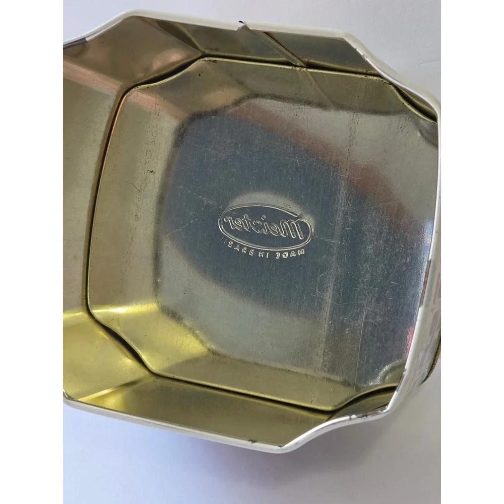 Vintage Meister Brazil Octagonal Floral Candy Tin Decorative Metal Box 12oz